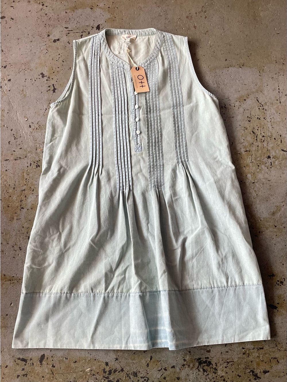 Ott NWT Sleeveless 100% Cotton Pintuck Dress in Light Denim Size XL